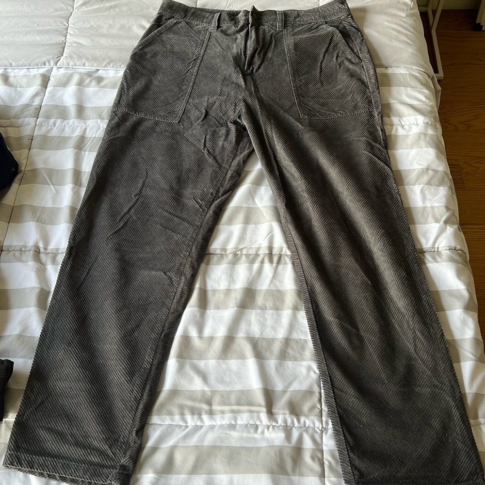 ASOS DESIGN SKATER PANTS IN DIAGONAL CUT CORD IN CHARCOAL